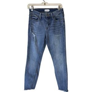 Cello Womens Jeans Size 9 Skinny Distressed Raw Hem Medium Wash Denim crop ankle